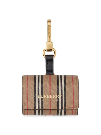 Shop Burberry Women's Icon Stripe Airpod Case In Beige