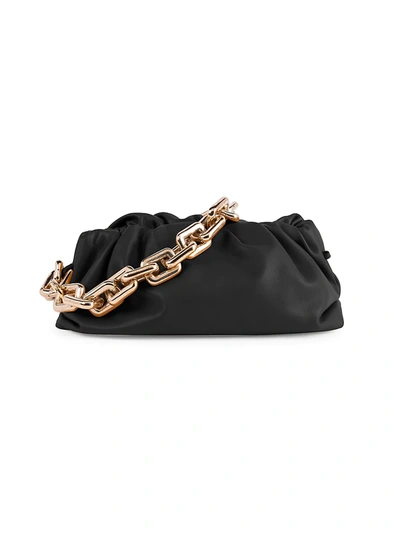 Shop Bottega Veneta Women's The Chain Pouch Leather Clutch In Black Gold