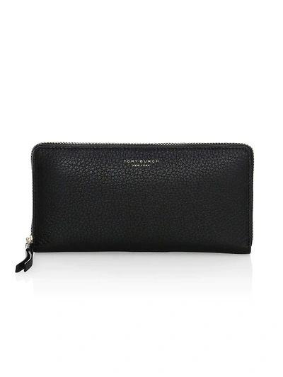Shop Tory Burch Perry Zip-around Leather Wallet In Black