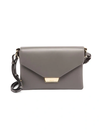 Shop Prada Small Ingrid Leather Shoulder Bag In Grey