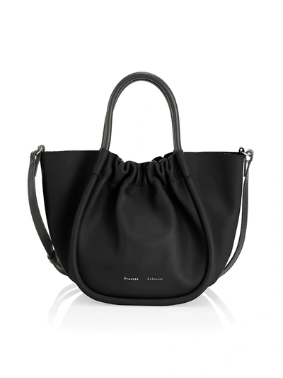 Shop Proenza Schouler Women's Small Ruched Leather Tote In Black