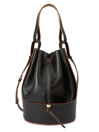Shop Loewe Medium Balloon Leather Bucket Bag In Black