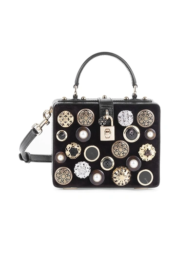 Shop Dolce & Gabbana Dolce Box Embellished Top Handle Bag In Dark Brown