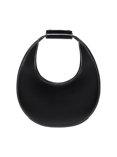 Shop Staud Mini Moon Leather Hobo Bag In Black
