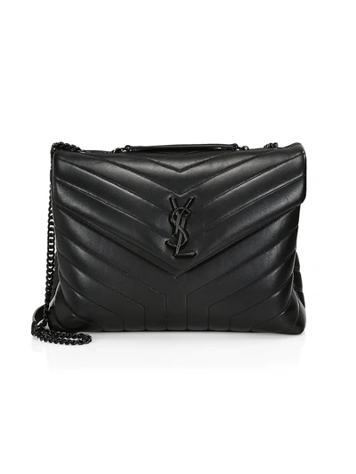 Shop Saint Laurent Women's Medium Loulou Matelassé Leather Shoulder Bag In Black