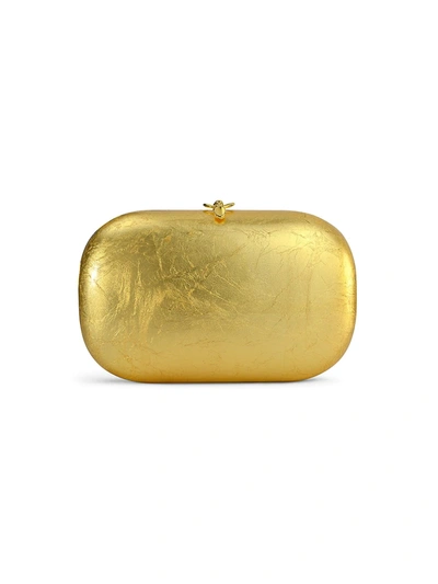 Shop Jeffrey Levinson Elina Plus 18k Gold Leaf Clutch In Natural Gold