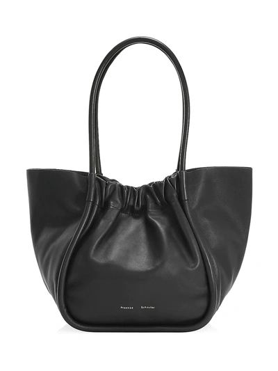 Shop Proenza Schouler Women's Ruched Leather Tote In Black