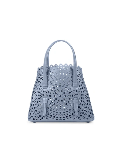 Shop Alaïa Mini Mina Perforated Leather Tote In Embrun