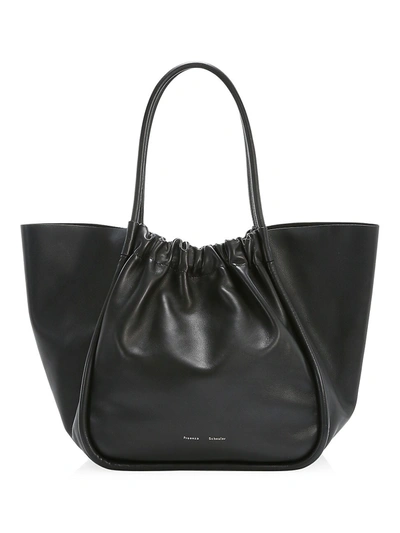 Shop Proenza Schouler Women's Xl Ruched Leather Tote In Black