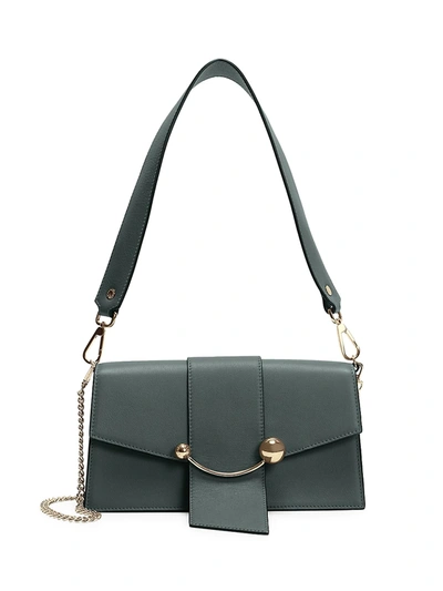 Shop Strathberry Women's Mini Crescent Leather Shoulder Bag In Bottle Green