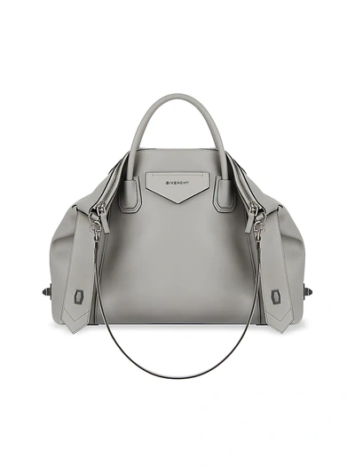 Shop Givenchy Women's Medium Antigona Soft Leather Tote In Pearl Grey