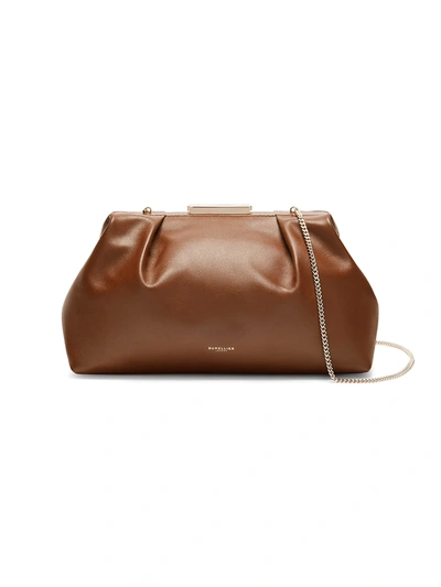 Shop Demellier Florence Leather Clutch In Cognac