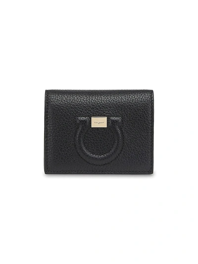 Shop Ferragamo Women's Gancino City Leather Card Case In Black