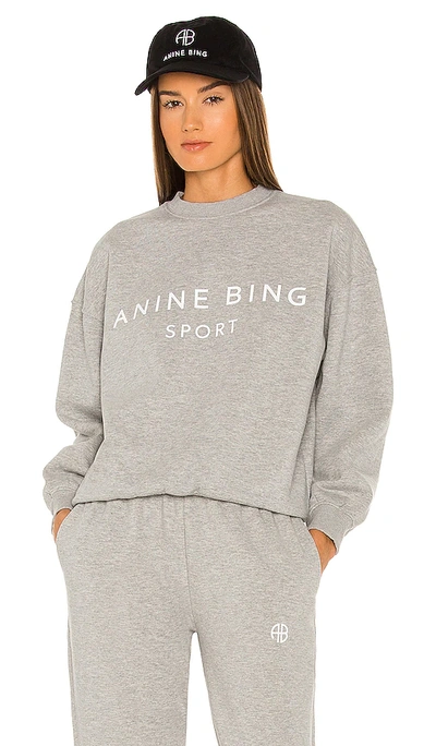 Anine Bing Evan Logo Cotton Blend Sweatshirt In Grey | ModeSens