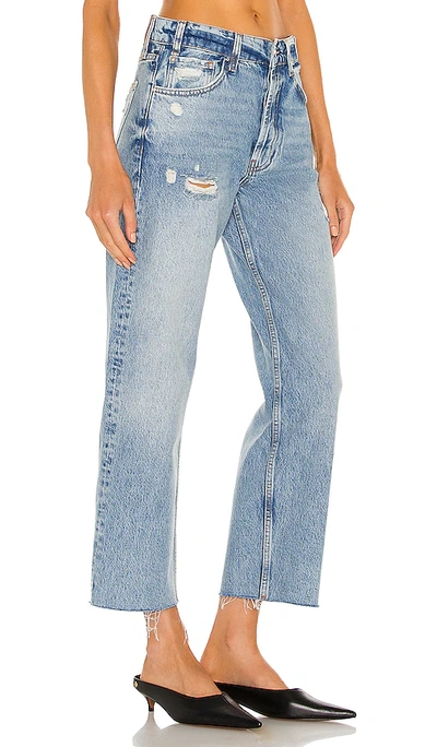 Anine Bing Gavin Blue Reservoir High Waist Distressed Nonstretch Ankle Jeans In Blue