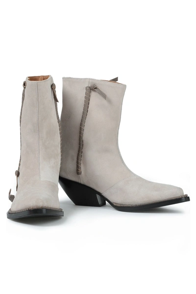 Shop Acne Studios Breanna Leather-trimmed Suede Ankle Boots In Beige
