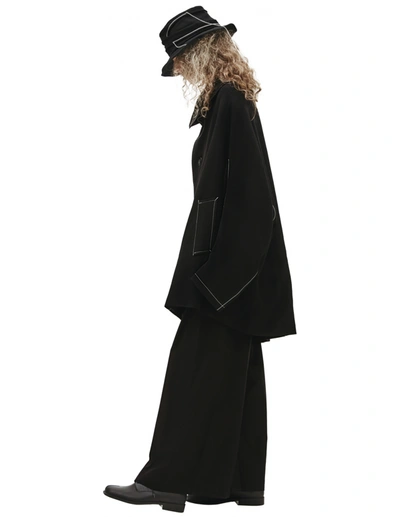 Y's Coat With Contrasting Seams In Black