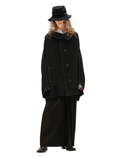 Y's Coat With Contrasting Seams In Black