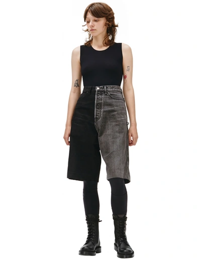 Shop Balenciaga Black & Grey Denim Shorts