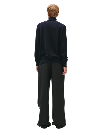 Shop Oamc Wool Turtleneck With Embroidery In Navy Blue