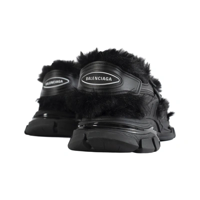 Shop Balenciaga Track Sandal Fake Fur In Black