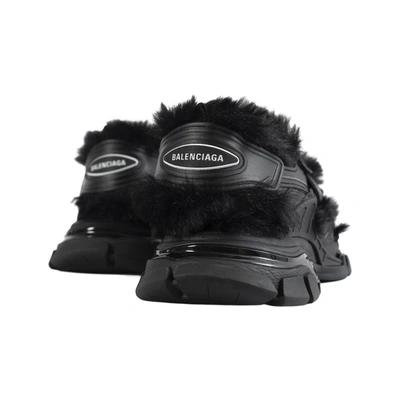 Balenciaga Faux Fur-lined Leather And Rubber Sandals In Black