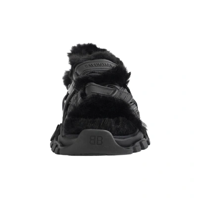 Shop Balenciaga Track Sandal Fake Fur In Black