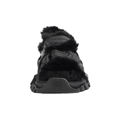 Balenciaga Faux Fur-lined Leather And Rubber Sandals In Black