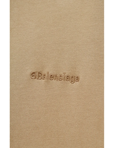 Shop Balenciaga Beige T-shirt With Embroidered Logo