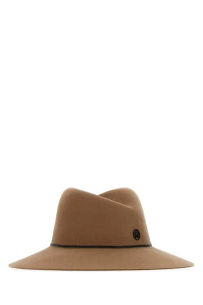 Shop Maison Michel Logo Plaque Fedora Hat In Brown