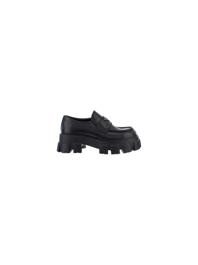 Shop Prada Men's Black Leather Loafers