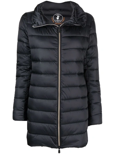 Shop Save The Duck Padded Zip-up Coat In Schwarz