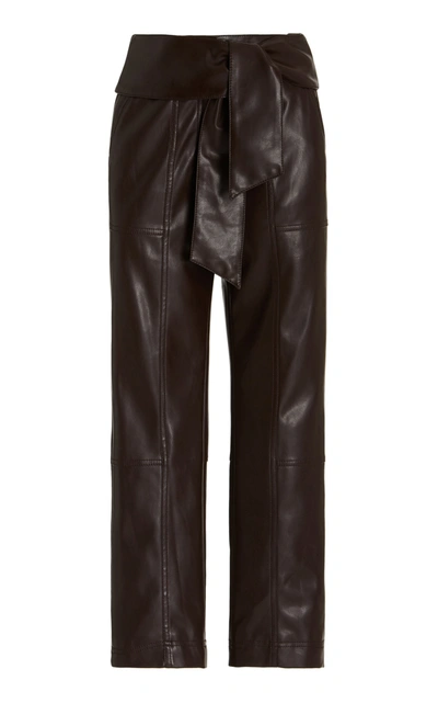 Shop Jonathan Simkhai Women's Tessa Belted Vegan Leather Pants In Brown