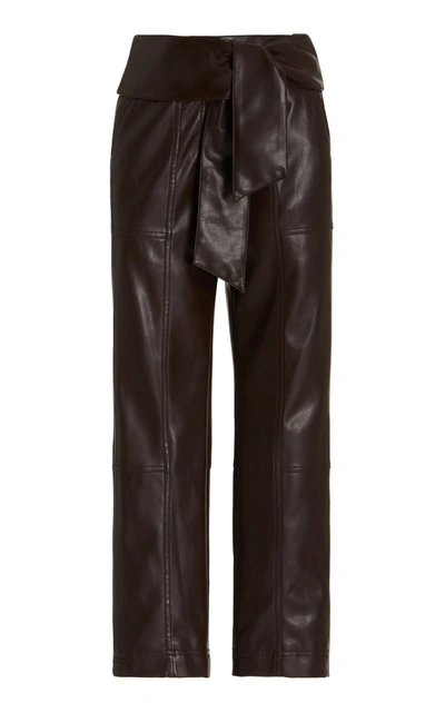 Simkhai Tessa Vegan Leather Cropped Trousers In Brown