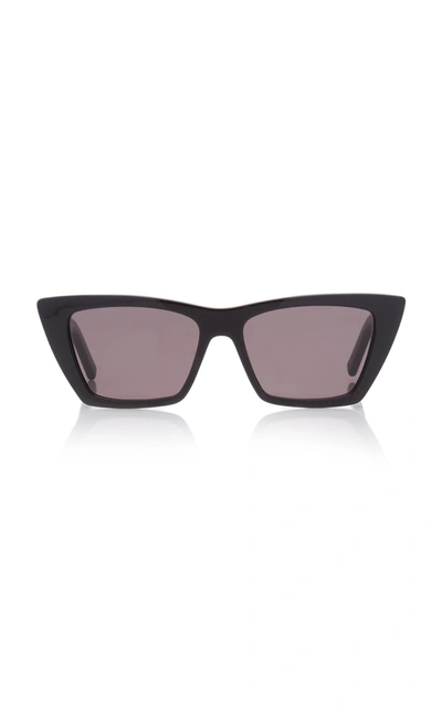 Shop Saint Laurent Women's Mica Cat-eye Acetate Sunglasses In Black