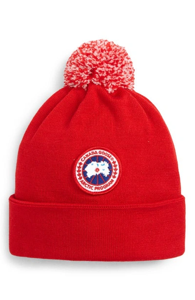 Shop Canada Goose Wool Pom Toque In Red
