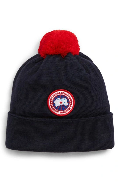 Shop Canada Goose Wool Pom Toque In Navy