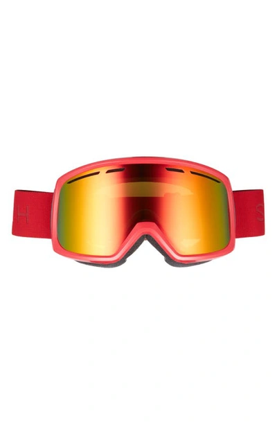Shop Smith Range Snow Goggles In Lava / Red Sol-x Mirror