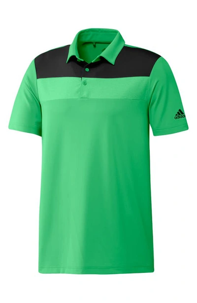 Shop Adidas Golf Adidas Primegreen Colorblock Golf Polo In Semi Screaming Green
