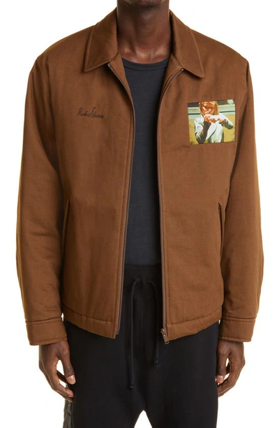 Shop Undercover Graphic Cotton Jacket In Brown