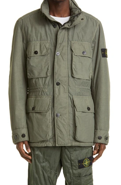 Stone Island Utility Jacket With Stowaway Hood In Sage | ModeSens