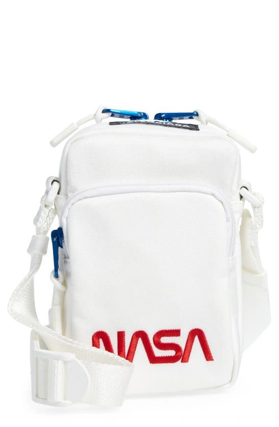 Shop Balenciaga Nasa Canvas Phone Crossbody Bag In White