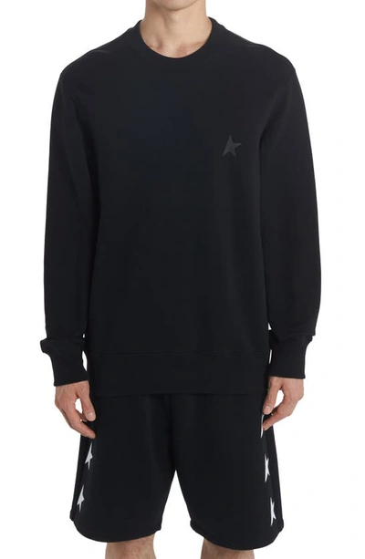 Shop Golden Goose Star Collection Logo Cotton Sweatshirt In Black