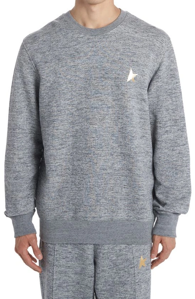 Shop Golden Goose Star Collection Logo Cotton Sweatshirt In Grey / Gold