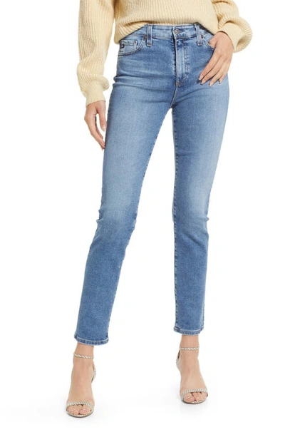 Shop Ag Mari High Waist Slim Straight Leg Jeans In Bluebell