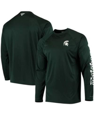 Shop Columbia Men's Pfg Green Michigan State Spartans Terminal Tackle Omni-shade Long Sleeve T-shirt