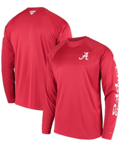 Columbia Men's Pfg Crimson Alabama Crimson Tide Terminal Tackle Omni-shade Long Sleeve T-shirt In Crimson