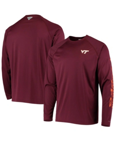 Shop Columbia Men's Pfg Maroon Virginia Tech Hokies Terminal Tackle Omni-shade Long Sleeve T-shirt