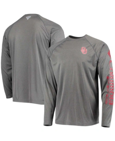 Shop Columbia Men's Charcoal Oklahoma Sooners Pfg Terminal Tackle Omni-shade Long Sleeve T-shirt