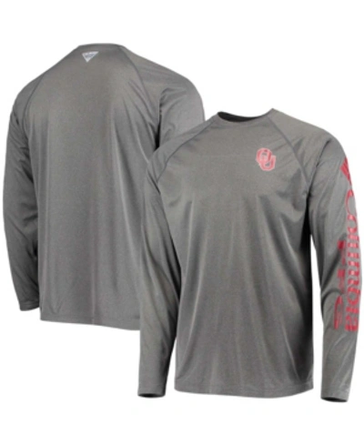 Columbia Men's Charcoal Oklahoma Sooners Pfg Terminal Tackle Omni-shade Long Sleeve T-shirt In Charcoal